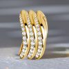 White Sapphire Wave Band Ring - Sterling Silver Wavy Wedding Band