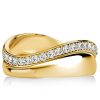 Curved Wedding Band for Women, 0.30 CT. TW. Diamond Accent, 18K Gold Plated Sterling Silver