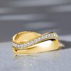 Curved Wedding Band for Women, 0.30 CT. TW. Diamond Accent, 18K Gold Plated Sterling Silver