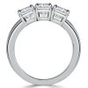 Classic 3 Stone Cushion Cut Engagement Ring in Sterling Silver with Rhodium Finish