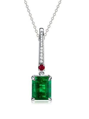 Emerald Green Pendant Necklace - 925 Sterling Silver - Choice of Chain Length
