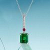 Emerald Green Pendant Necklace - 925 Sterling Silver - Choice of Chain Length