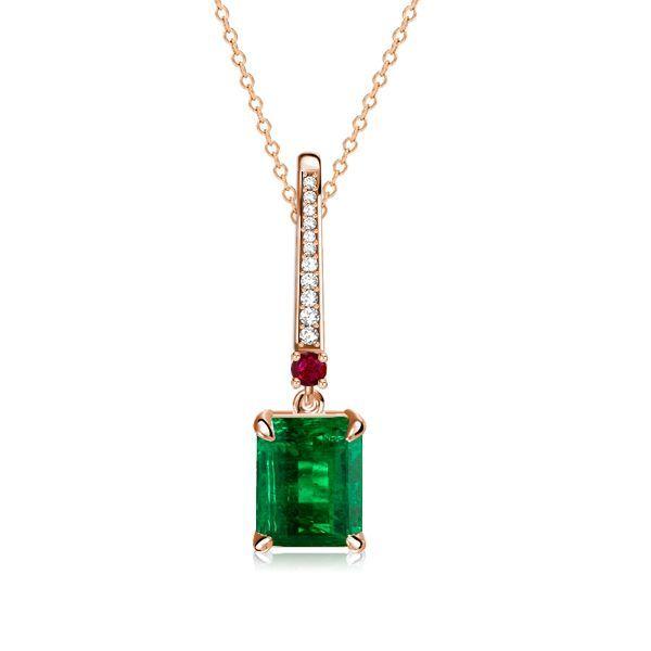 Emerald Green Pendant Necklace - 925 Sterling Silver - Choice of Chain Length