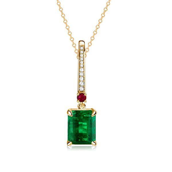 Emerald Green Pendant Necklace - 925 Sterling Silver - Choice of Chain Length