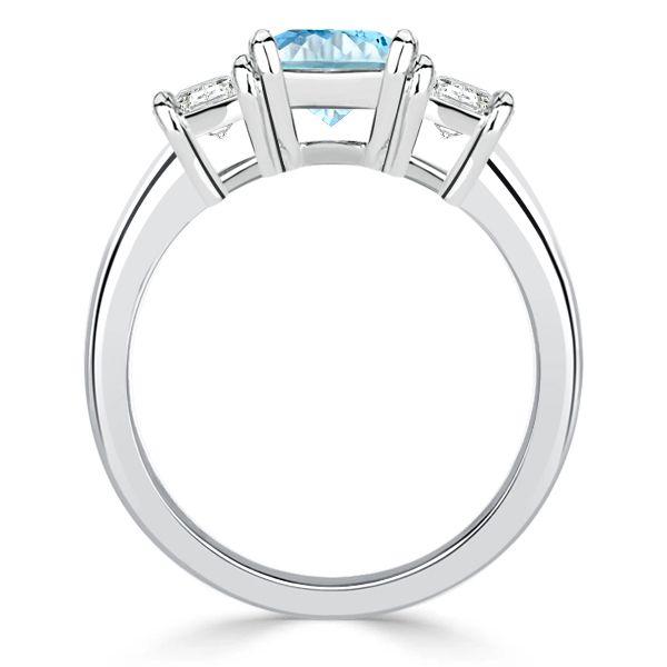 Princess Cut Aquamarine Three Stone Ring - 925 Sterling Silver