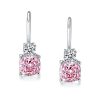 Cushion Cut Pink Sapphire Drop Earrings in Sterling Silver