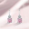 Cushion Cut Pink Sapphire Drop Earrings in Sterling Silver