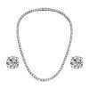 Sterling Silver Round Cut Tennis Necklace & Earring Set - 18 Inch