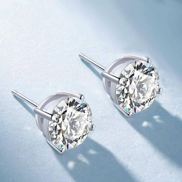 Sterling Silver Round Cut Tennis Necklace & Earring Set - 18 Inch