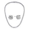 Sterling Silver Round Cut Tennis Necklace & Earring Set - 18 Inch
