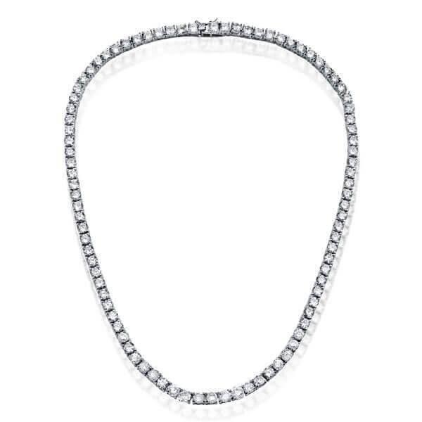 Sterling Silver Round Cut Tennis Necklace & Earring Set - 18 Inch