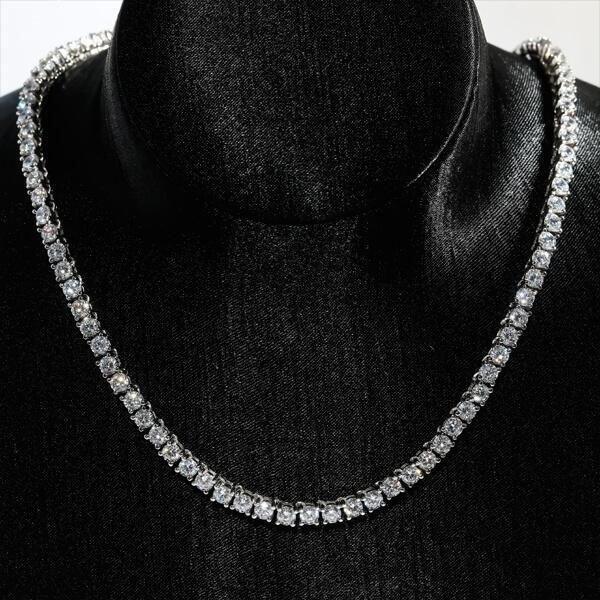 Sterling Silver Round Cut Tennis Necklace & Earring Set - 18 Inch