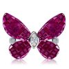 Dancing Butterfly Ruby and Sapphire Engagement Ring for Women in Sterling Silver