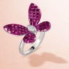 Dancing Butterfly Ruby and Sapphire Engagement Ring for Women in Sterling Silver