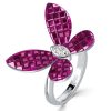 Dancing Butterfly Ruby and Sapphire Engagement Ring for Women in Sterling Silver