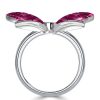 Dancing Butterfly Ruby and Sapphire Engagement Ring for Women in Sterling Silver