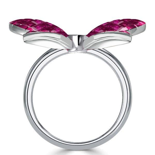 Dancing Butterfly Ruby and Sapphire Engagement Ring for Women in Sterling Silver