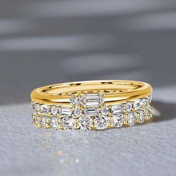 4.29 CT. TW. Eternity Stackable Band Set in 18K Gold Plated Sterling Silver
