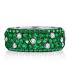 Emerald Green Eternity Band - Sterling Silver Pave Set Wedding Ring