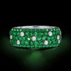 Emerald Green Eternity Band - Sterling Silver Pave Set Wedding Ring