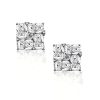 Sterling Silver Square Cushion & Round Cut Stud Earrings - 2.5 CT