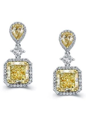 Sterling Silver Drop Earrings with 9.52 CT. TW. Center Stone