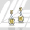 Sterling Silver Drop Earrings with 9.52 CT. TW. Center Stone