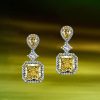 Sterling Silver Drop Earrings with 9.52 CT. TW. Center Stone