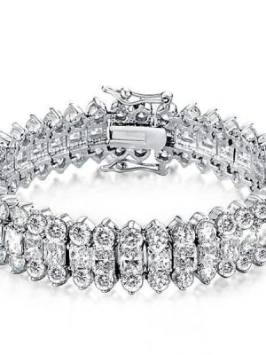 Triple Row Radiant Tennis Bracelet in 925 Sterling Silver with Rhodium Finish