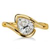 Pear Cut Solitaire Bypass Engagement Ring - 18K Gold Plated Sterling Silver