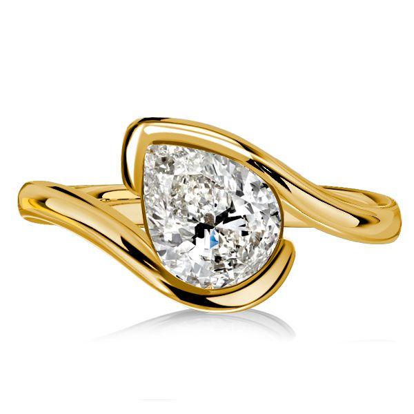Pear Cut Solitaire Bypass Engagement Ring - 18K Gold Plated Sterling Silver