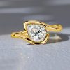 Pear Cut Solitaire Bypass Engagement Ring - 18K Gold Plated Sterling Silver