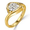 Pear Cut Solitaire Bypass Engagement Ring - 18K Gold Plated Sterling Silver