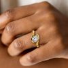 Pear Cut Solitaire Bypass Engagement Ring - 18K Gold Plated Sterling Silver
