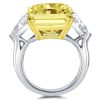 Radiant Three Stone Yellow Accent Engagement Ring in Sterling Silver