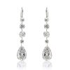 Classic Drop Earrings | Round & Pear Cut Dangle Earrings in Rhodium Plated 925 Sterling Silver