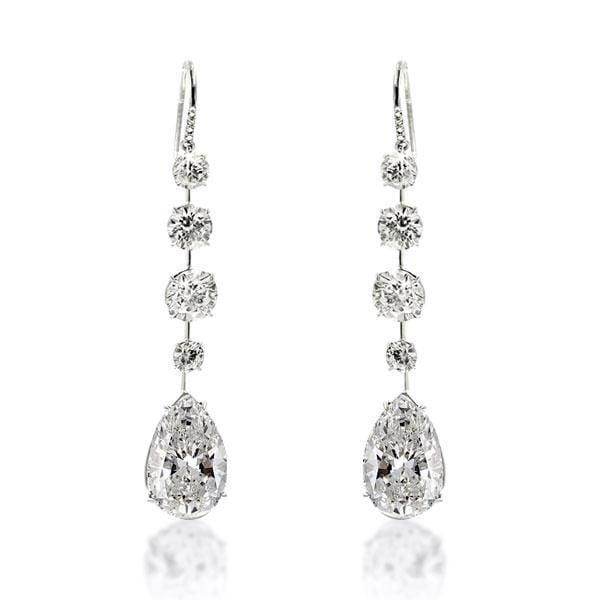 Classic Drop Earrings | Round & Pear Cut Dangle Earrings in Rhodium Plated 925 Sterling Silver