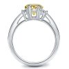 Oval Created Topaz Three Stone Engagement Ring in Sterling Silver