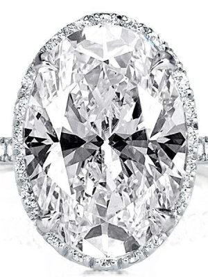 Oval Cut Sterling Silver Engagement Ring - White Gold Finish