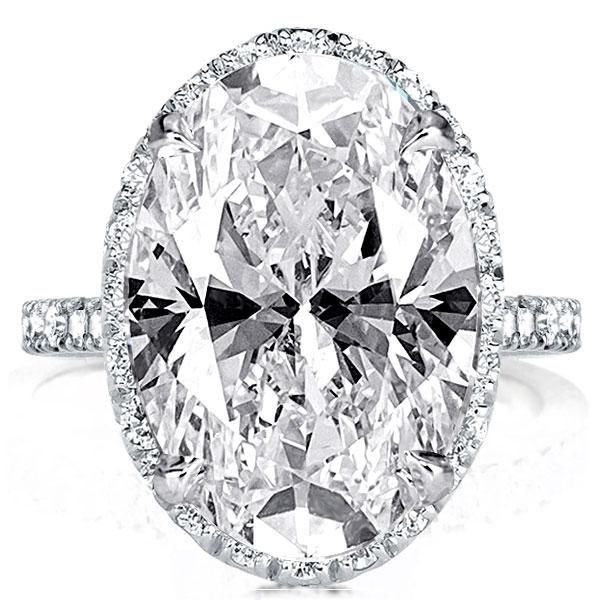 Oval Cut Sterling Silver Engagement Ring - White Gold Finish