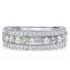 Women's Pearl Half Eternity Wedding Band, 4.5 CT. TW., Sterling Silver Anniversary Ring