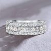 Women's Pearl Half Eternity Wedding Band, 4.5 CT. TW., Sterling Silver Anniversary Ring