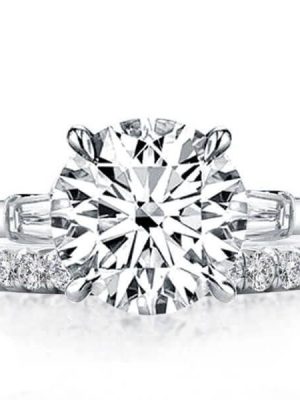 Three Stone Created White Sapphire Bridal Jewelry Set in 925 Sterling Silver