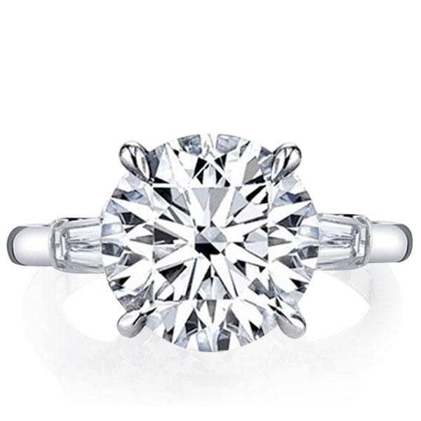 Three Stone Created White Sapphire Bridal Jewelry Set in 925 Sterling Silver