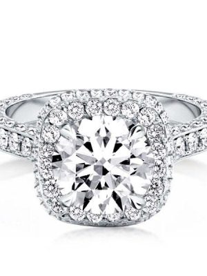 Round Halo 2.70 CT Simulated Diamond Engagement Ring in 925 Sterling Silver