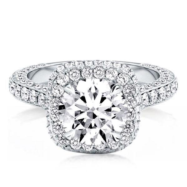Round Halo 2.70 CT Simulated Diamond Engagement Ring in 925 Sterling Silver