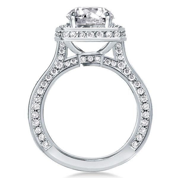 Round Halo 2.70 CT Simulated Diamond Engagement Ring in 925 Sterling Silver
