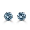 Round Blue Sapphire Stud Earrings - Sterling Silver, 4.00 CT. TW.