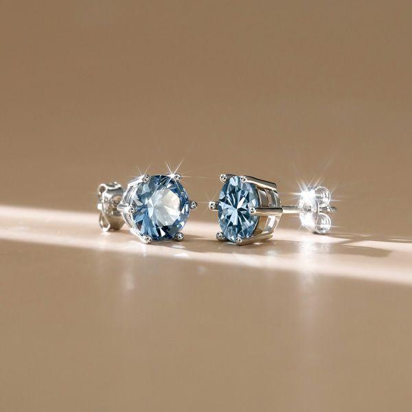Round Blue Sapphire Stud Earrings - Sterling Silver, 4.00 CT. TW.