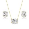 18K Gold Plated Sterling Silver Oval Pendant Necklace and Stud Earrings Jewelry Set